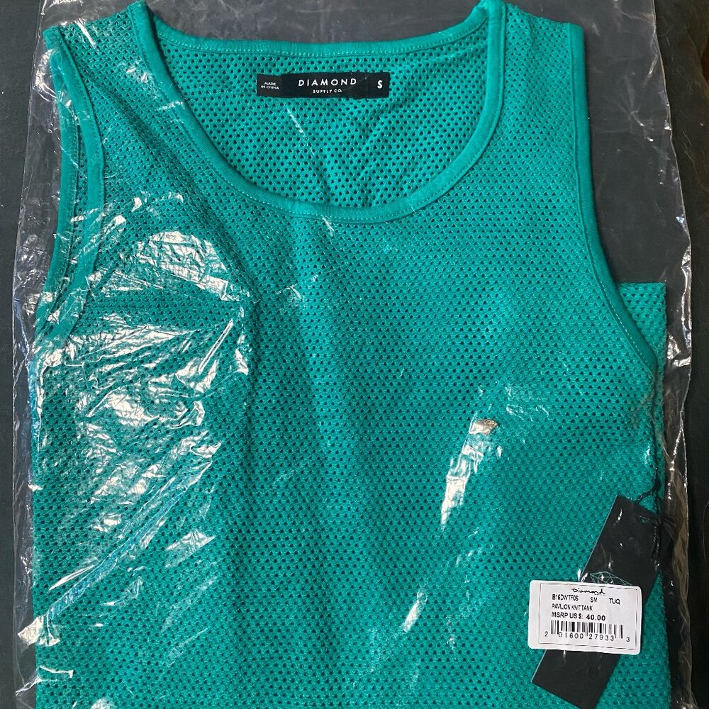 New Diamond Supply Small Pavilion Knit Tank Top T Shirt Turquoise B16DWTF06